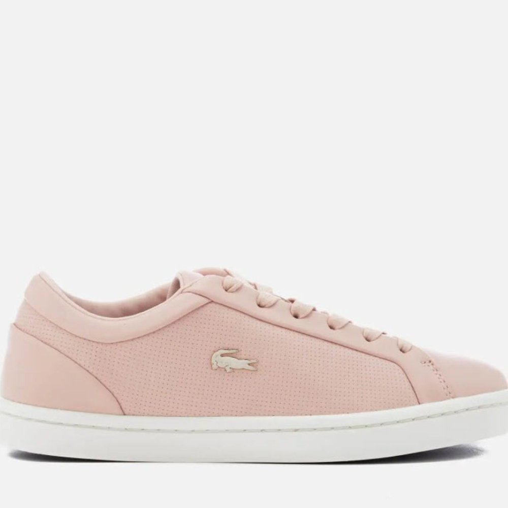 Women's Pink Straightset Leather Cupsole Sneakers